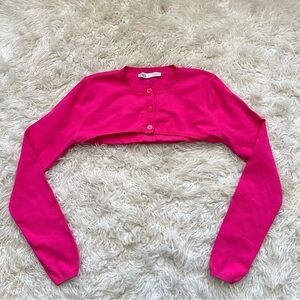 ZARA pink bollero shrug cropped sweater